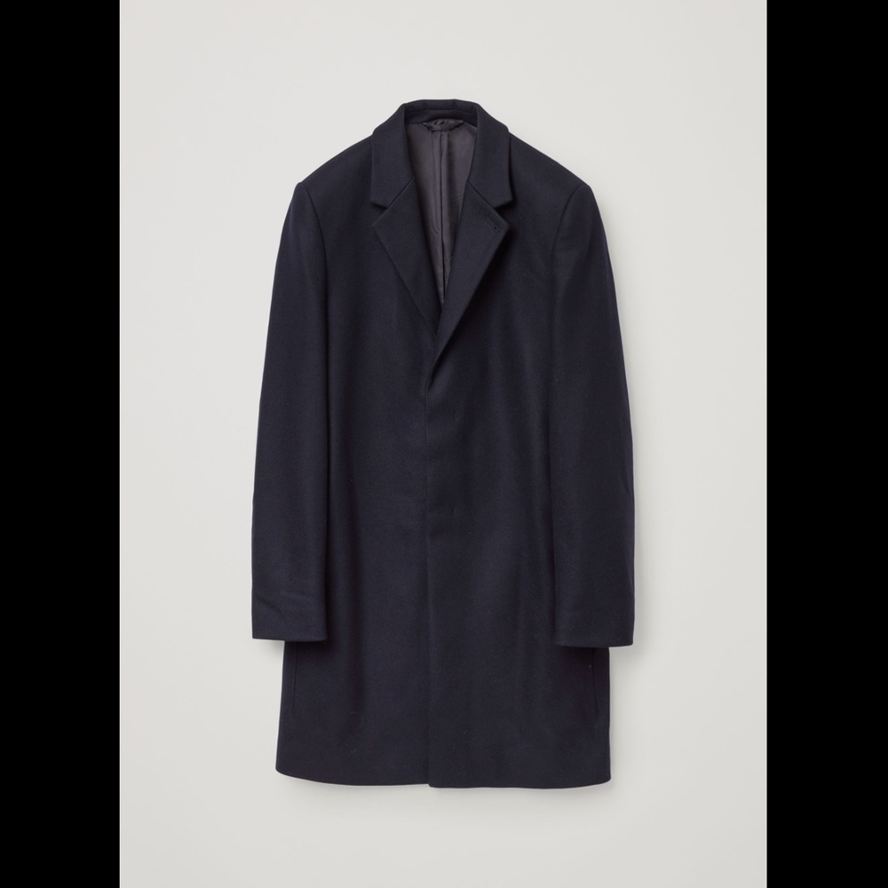 COS - Navy Wool Mix Mid Length Coat - Mens 38R